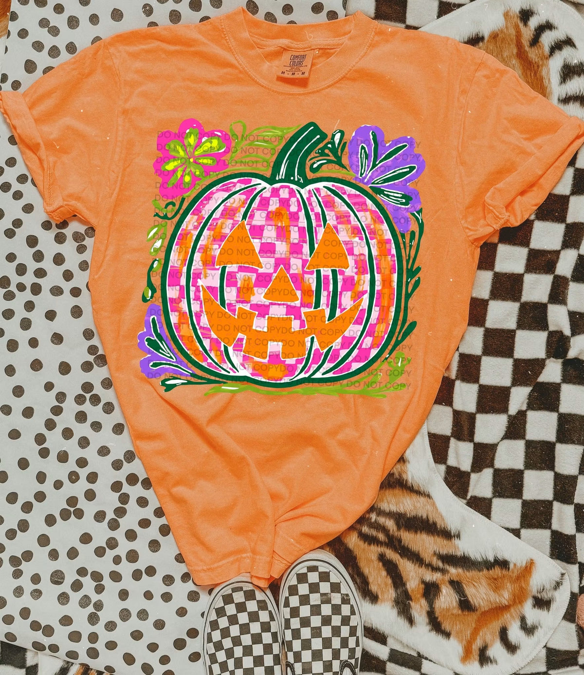Pink Checkered Jack-o-Lantern
